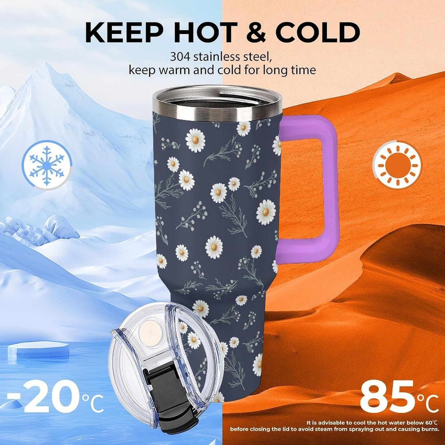 Leakproof Tumbler Vacuum Sealed Car Holder Friendly For Travel Teal And Peach Tropical Palm Leaf Pattern Water Tumbler white-style-23 - Colors F