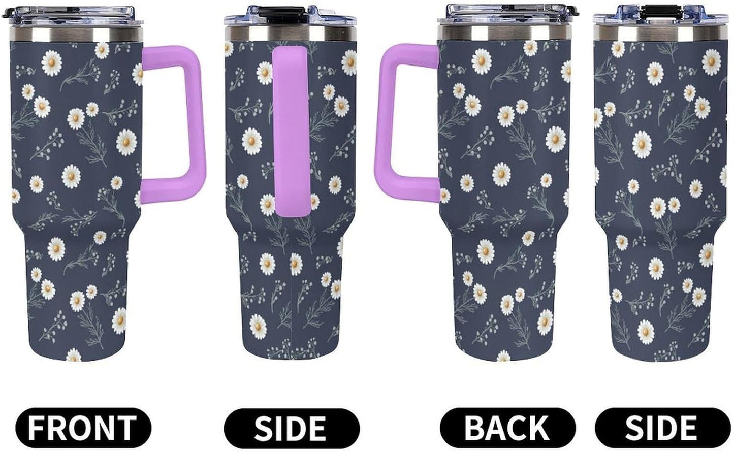 Leakproof Tumbler Vacuum Sealed Car Holder Friendly For Travel Teal And Peach Tropical Palm Leaf Pattern Water Tumbler white-style-23 - Colors F