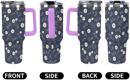 Leakproof Tumbler Vacuum Sealed Car Holder Friendly For Travel Teal And Peach Tropical Palm Leaf Pattern Water Tumbler white-style-23 - Colors F