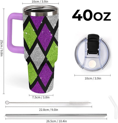 Leakproof Tumbler Vacuum Sealed Car Holder Friendly For Travel Teal And Peach Tropical Palm Leaf Pattern Water Tumbler white-style-23 - Colors F