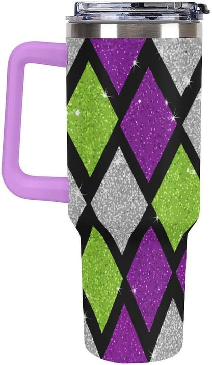 Leakproof Tumbler Vacuum Sealed Car Holder Friendly For Travel Teal And Peach Tropical Palm Leaf Pattern Water Tumbler white-style-23 - Colors F