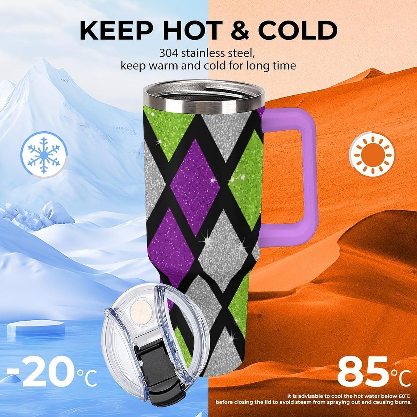 Leakproof Tumbler Vacuum Sealed Car Holder Friendly For Travel Teal And Peach Tropical Palm Leaf Pattern Water Tumbler white-style-23 - Colors F