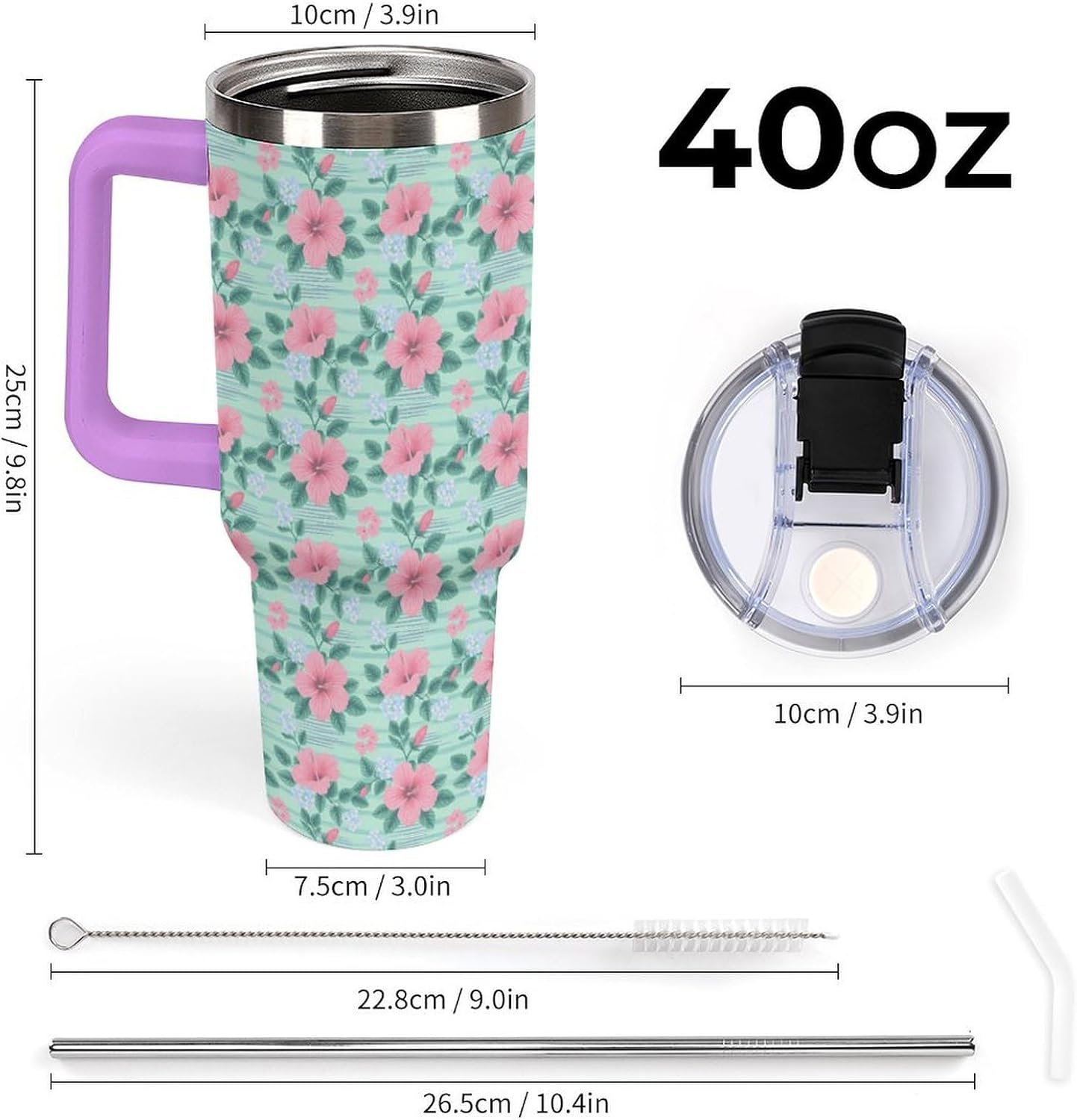 Leakproof Tumbler Vacuum Sealed Car Holder Friendly For Travel Teal And Peach Tropical Palm Leaf Pattern Water Tumbler white-style-23 - Colors F