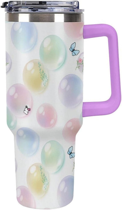 Leakproof Tumbler Vacuum Sealed Car Holder Friendly For Travel Teal And Peach Tropical Palm Leaf Pattern Water Tumbler white-style-23 - Colors F