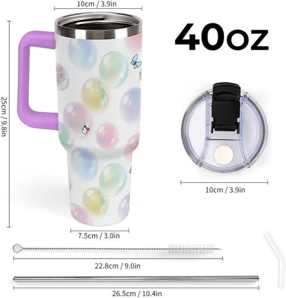 Leakproof Tumbler Vacuum Sealed Car Holder Friendly For Travel Teal And Peach Tropical Palm Leaf Pattern Water Tumbler white-style-23 - Colors F
