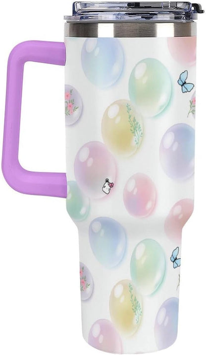 Leakproof Tumbler Vacuum Sealed Car Holder Friendly For Travel Teal And Peach Tropical Palm Leaf Pattern Water Tumbler white-style-23 - Colors F