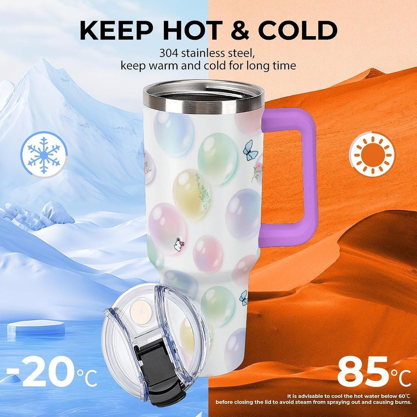 Leakproof Tumbler Vacuum Sealed Car Holder Friendly For Travel Teal And Peach Tropical Palm Leaf Pattern Water Tumbler white-style-23 - Colors F