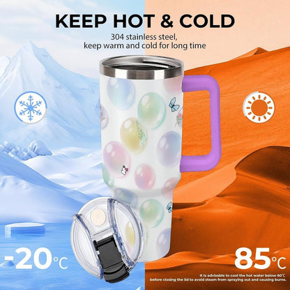 Leakproof Tumbler Vacuum Sealed Car Holder Friendly For Travel Teal And Peach Tropical Palm Leaf Pattern Water Tumbler white-style-23 - Colors F