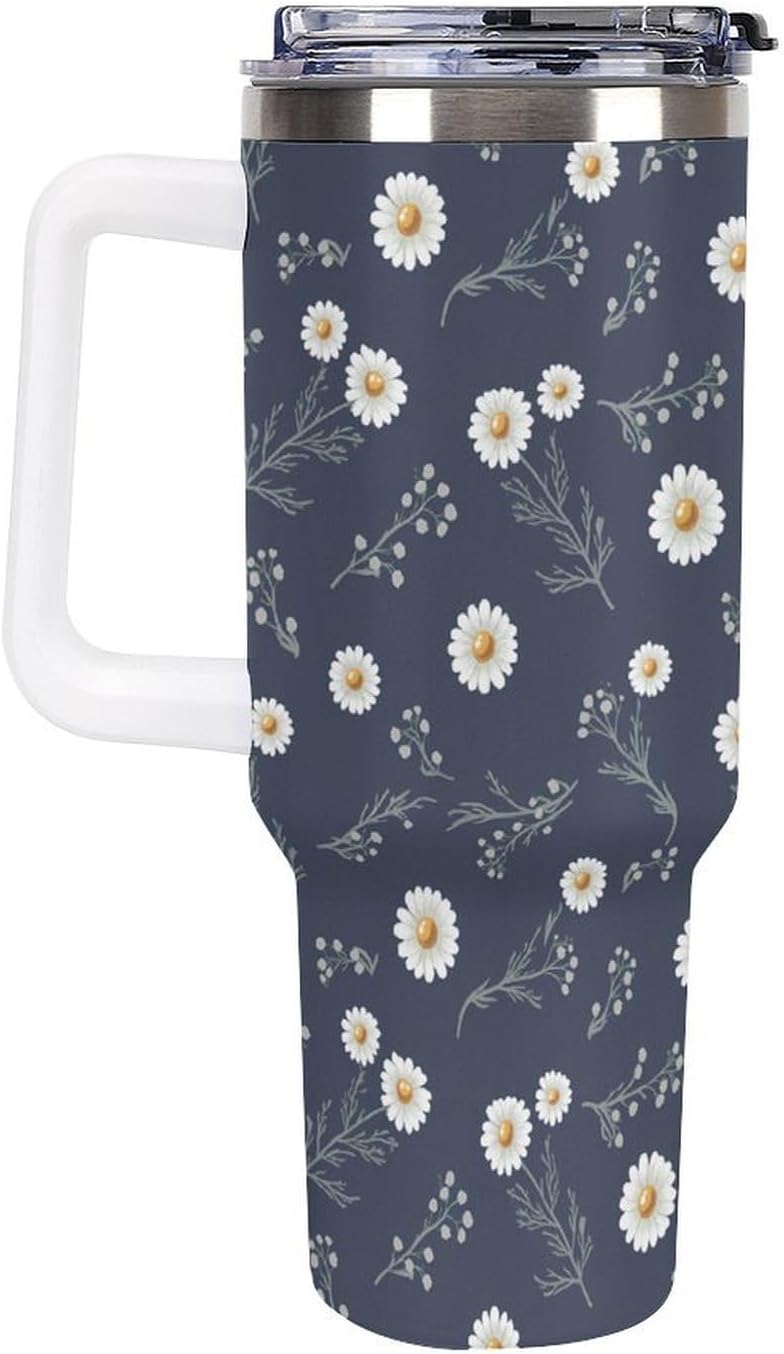 Leakproof Tumbler Vacuum Sealed Car Holder Friendly For Travel Teal And Peach Tropical Palm Leaf Pattern Water Tumbler white-style-23 - Colors F