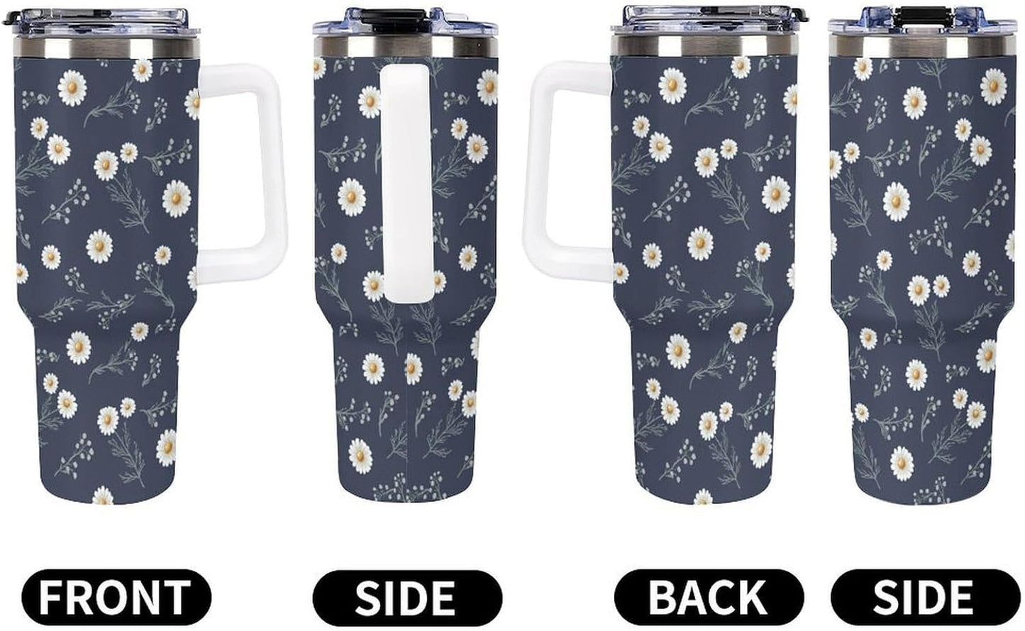 Leakproof Tumbler Vacuum Sealed Car Holder Friendly For Travel Teal And Peach Tropical Palm Leaf Pattern Water Tumbler white-style-23 - Colors F