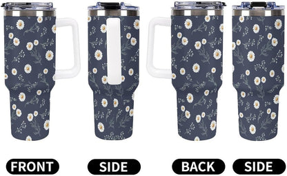 Leakproof Tumbler Vacuum Sealed Car Holder Friendly For Travel Teal And Peach Tropical Palm Leaf Pattern Water Tumbler white-style-23 - Colors F