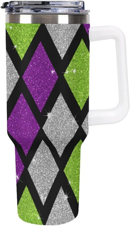 Leakproof Tumbler Vacuum Sealed Car Holder Friendly For Travel Teal And Peach Tropical Palm Leaf Pattern Water Tumbler white-style-23 - Colors F