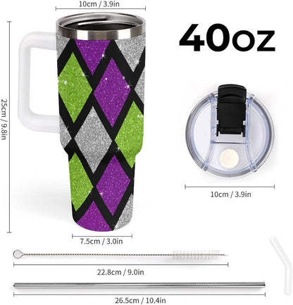 Leakproof Tumbler Vacuum Sealed Car Holder Friendly For Travel Teal And Peach Tropical Palm Leaf Pattern Water Tumbler white-style-23 - Colors F