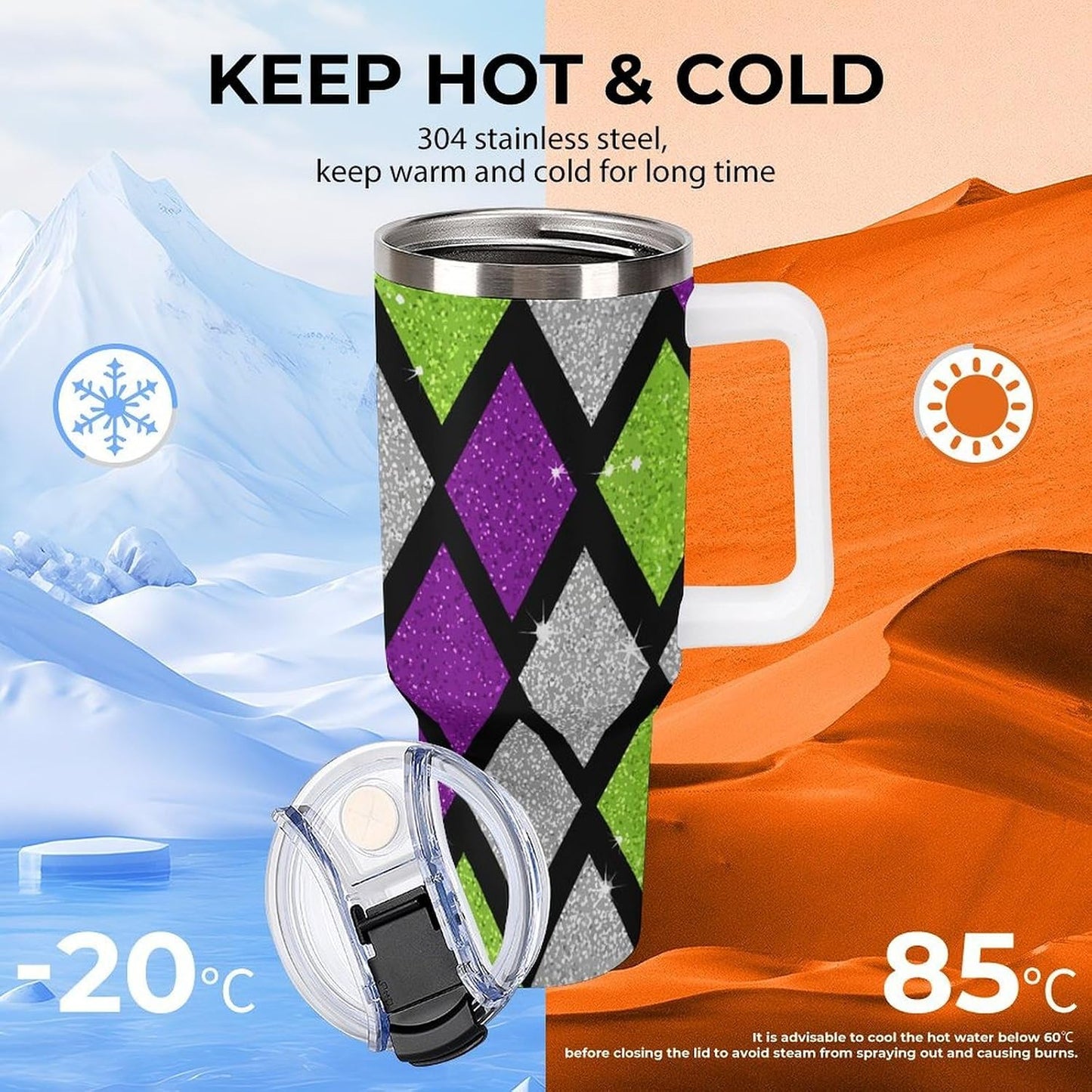 Leakproof Tumbler Vacuum Sealed Car Holder Friendly For Travel Teal And Peach Tropical Palm Leaf Pattern Water Tumbler white-style-23 - Colors F