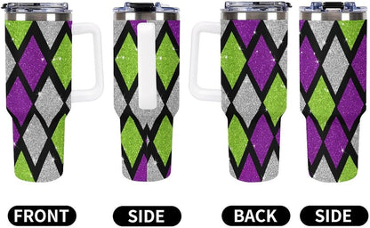 Leakproof Tumbler Vacuum Sealed Car Holder Friendly For Travel Teal And Peach Tropical Palm Leaf Pattern Water Tumbler white-style-23 - Colors F