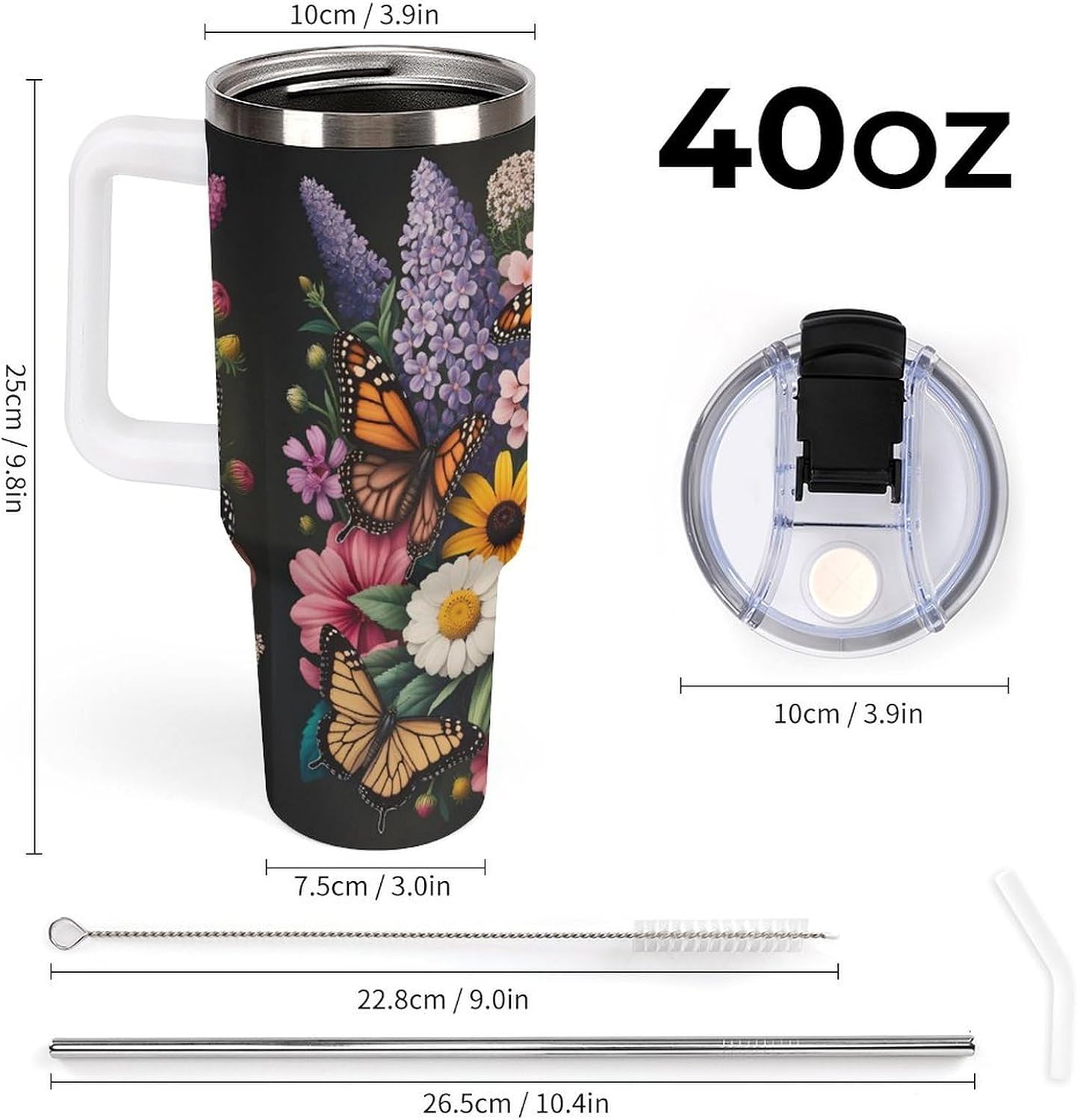 Leakproof Tumbler Vacuum Sealed Car Holder Friendly For Travel Teal And Peach Tropical Palm Leaf Pattern Water Tumbler white-style-23 - Colors F