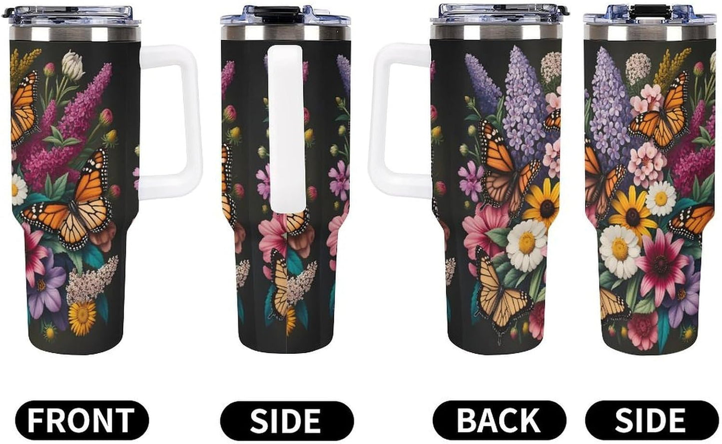 Leakproof Tumbler Vacuum Sealed Car Holder Friendly For Travel Teal And Peach Tropical Palm Leaf Pattern Water Tumbler white-style-23 - Colors F