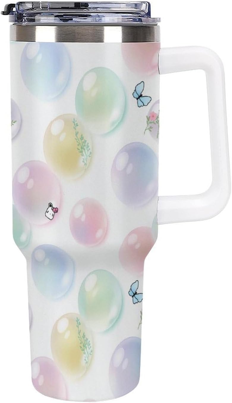 Leakproof Tumbler Vacuum Sealed Car Holder Friendly For Travel Teal And Peach Tropical Palm Leaf Pattern Water Tumbler white-style-23 - Colors F