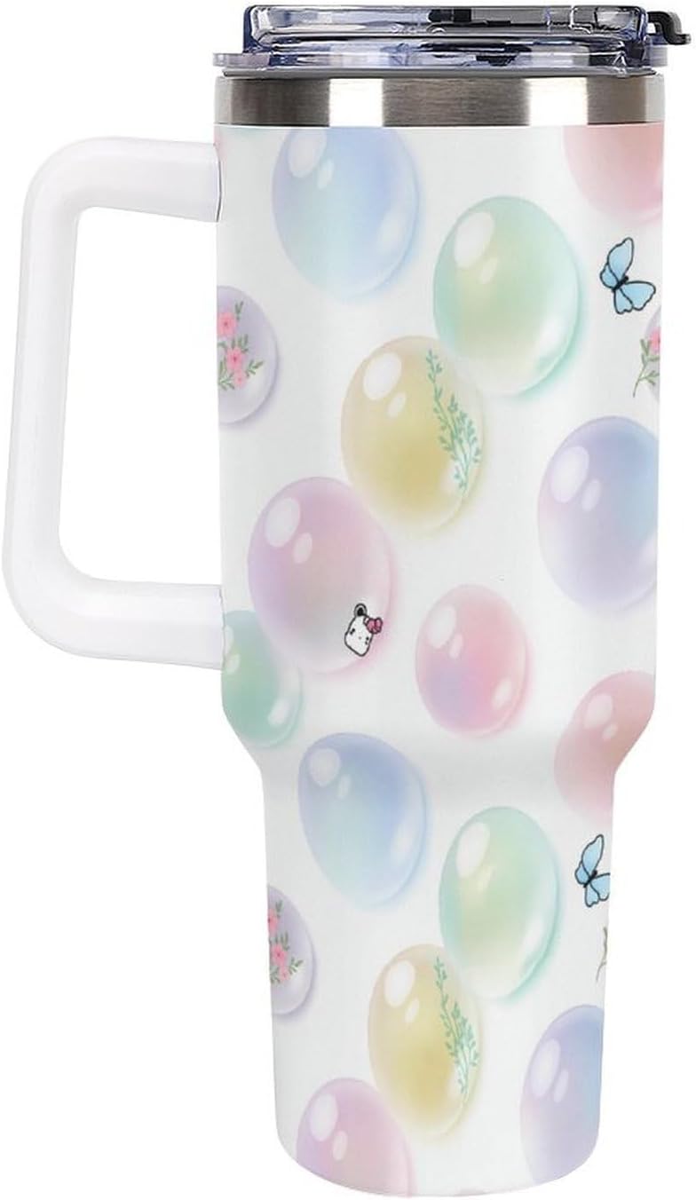 Leakproof Tumbler Vacuum Sealed Car Holder Friendly For Travel Teal And Peach Tropical Palm Leaf Pattern Water Tumbler white-style-23 - Colors F