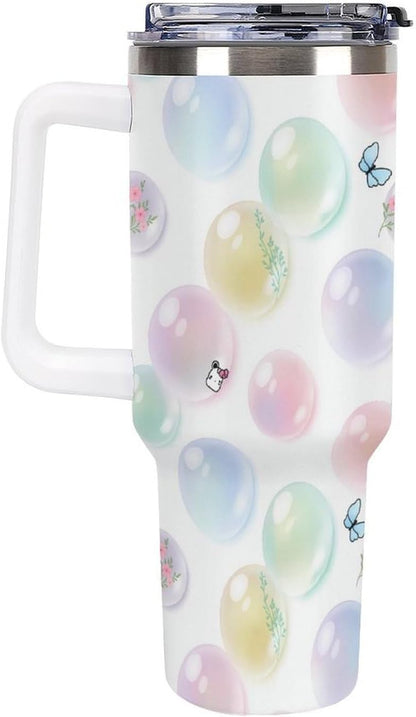 Leakproof Tumbler Vacuum Sealed Car Holder Friendly For Travel Teal And Peach Tropical Palm Leaf Pattern Water Tumbler white-style-23 - Colors F