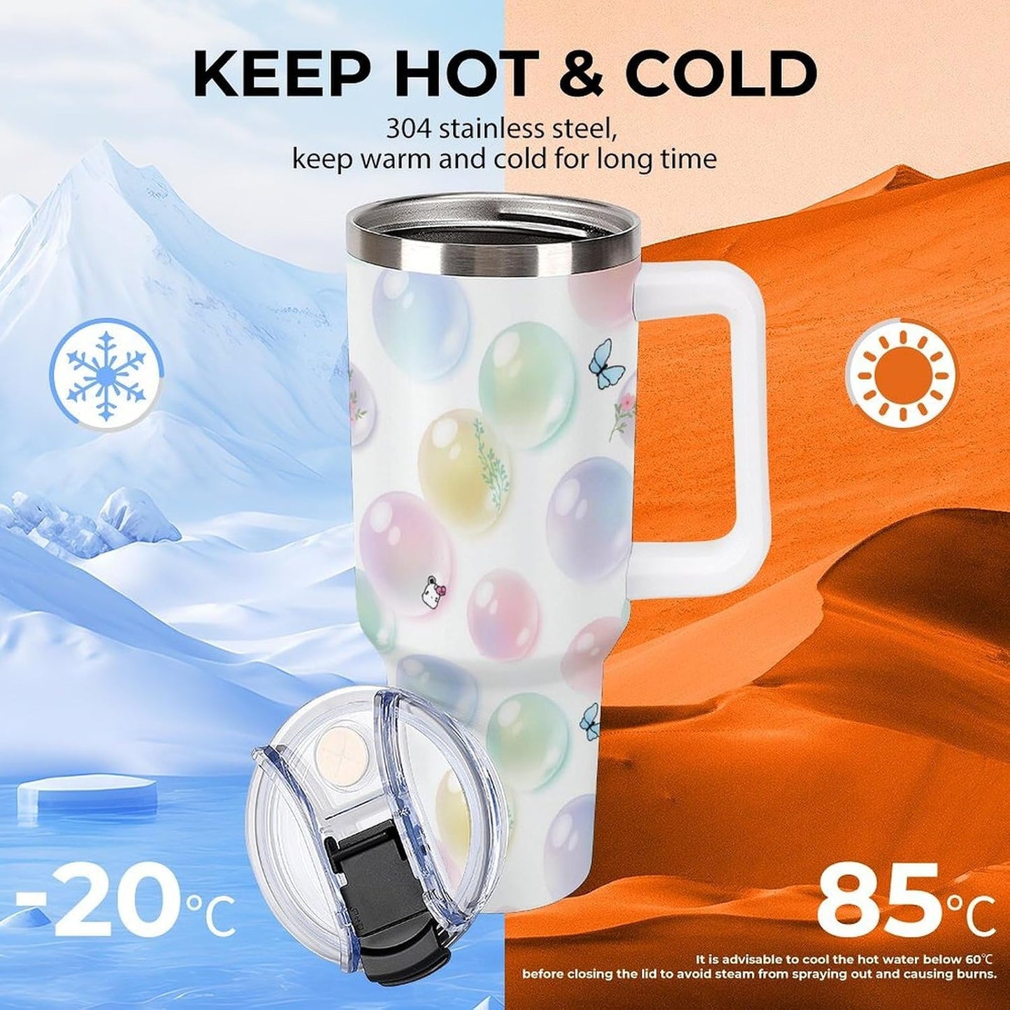 Leakproof Tumbler Vacuum Sealed Car Holder Friendly For Travel Teal And Peach Tropical Palm Leaf Pattern Water Tumbler white-style-23 - Colors F