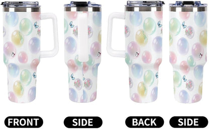 Leakproof Tumbler Vacuum Sealed Car Holder Friendly For Travel Teal And Peach Tropical Palm Leaf Pattern Water Tumbler white-style-23 - Colors F