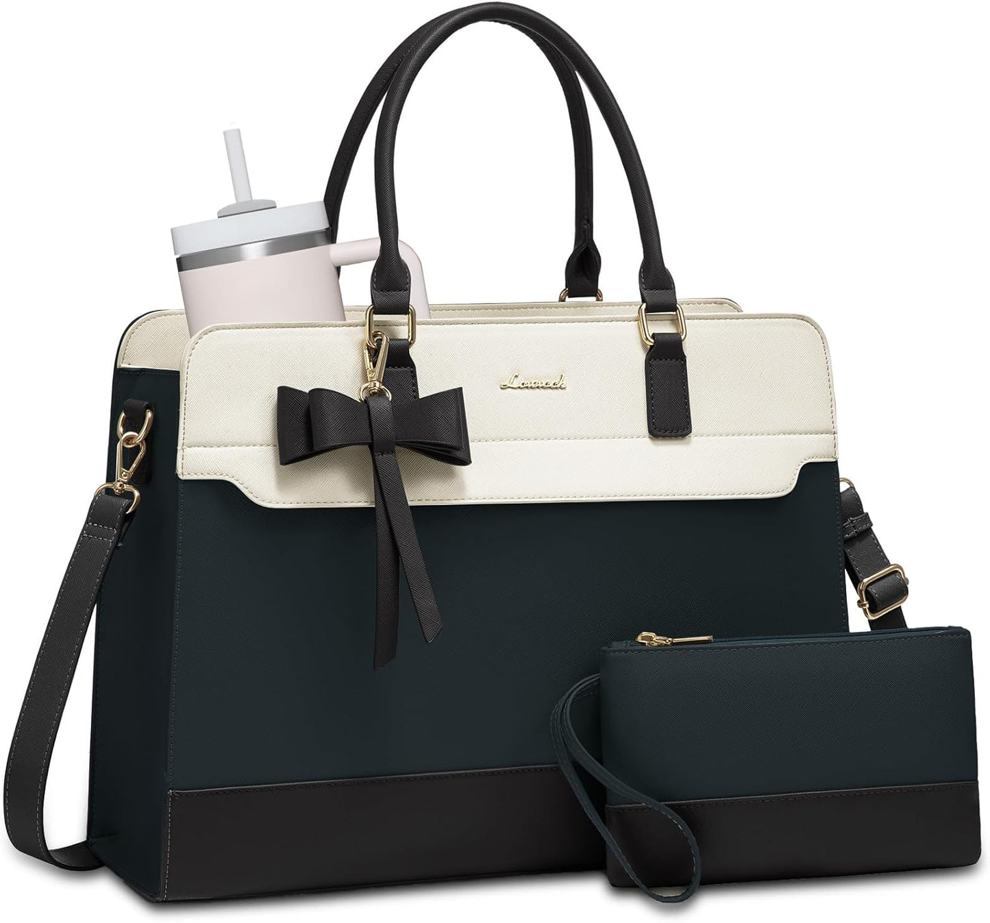 Laptop Tote Bag for Women,Leather Work Bag, Waterproof Business Teacher Bag,Large Computer Handbag Purse Briefcase,Office Gifts for Women