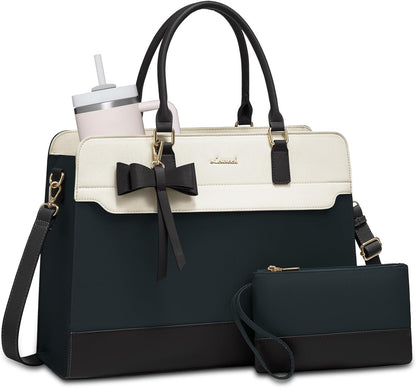 Laptop Tote Bag for Women,Leather Work Bag, Waterproof Business Teacher Bag,Large Computer Handbag Purse Briefcase,Office Gifts for Women