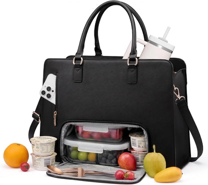 Laptop Tote Bag for Women,Leather Work Bag, Waterproof Business Teacher Bag,Large Computer Handbag Purse Briefcase,Office Gifts for Women