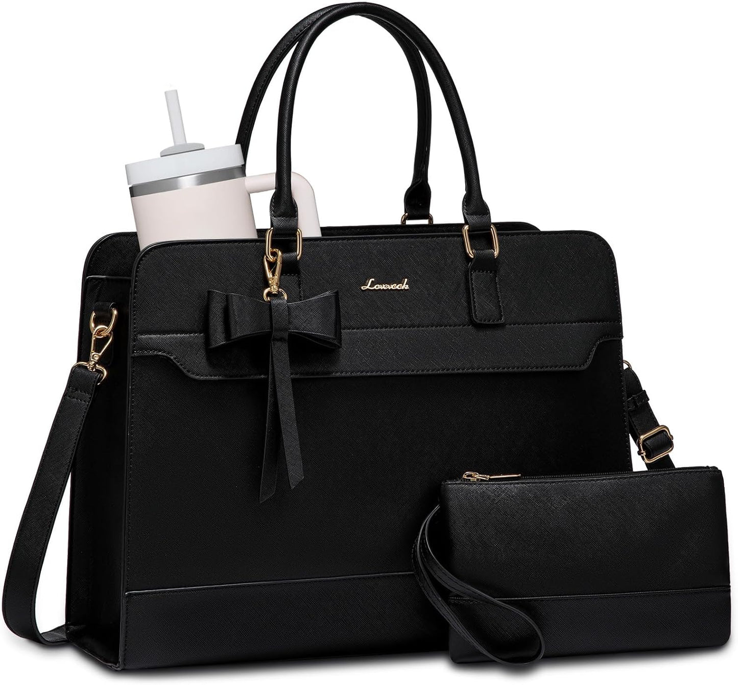 Laptop Tote Bag for Women,Leather Work Bag, Waterproof Business Teacher Bag,Large Computer Handbag Purse Briefcase,Office Gifts for Women