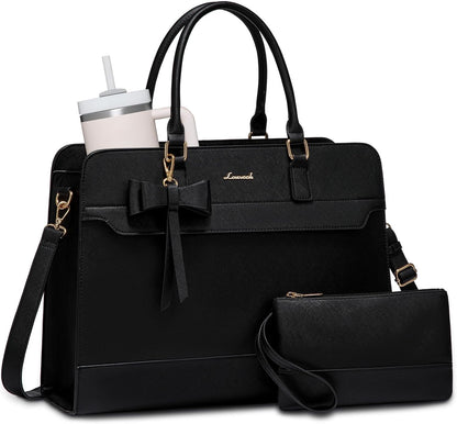 Laptop Tote Bag for Women,Leather Work Bag, Waterproof Business Teacher Bag,Large Computer Handbag Purse Briefcase,Office Gifts for Women