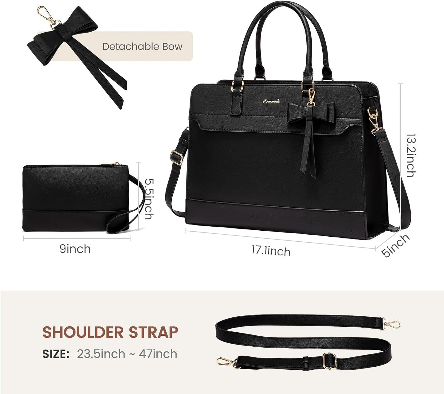Laptop Tote Bag for Women,Leather Work Bag, Waterproof Business Teacher Bag,Large Computer Handbag Purse Briefcase,Office Gifts for Women