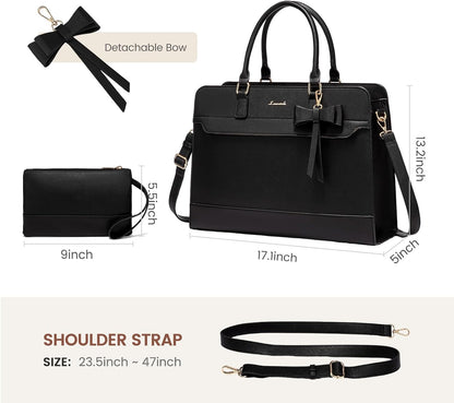 Laptop Tote Bag for Women,Leather Work Bag, Waterproof Business Teacher Bag,Large Computer Handbag Purse Briefcase,Office Gifts for Women