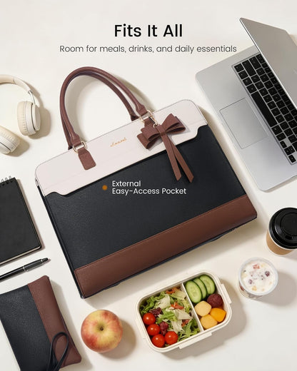 Laptop Tote Bag for Women,Leather Work Bag, Waterproof Business Teacher Bag,Large Computer Handbag Purse Briefcase,Office Gifts for Women