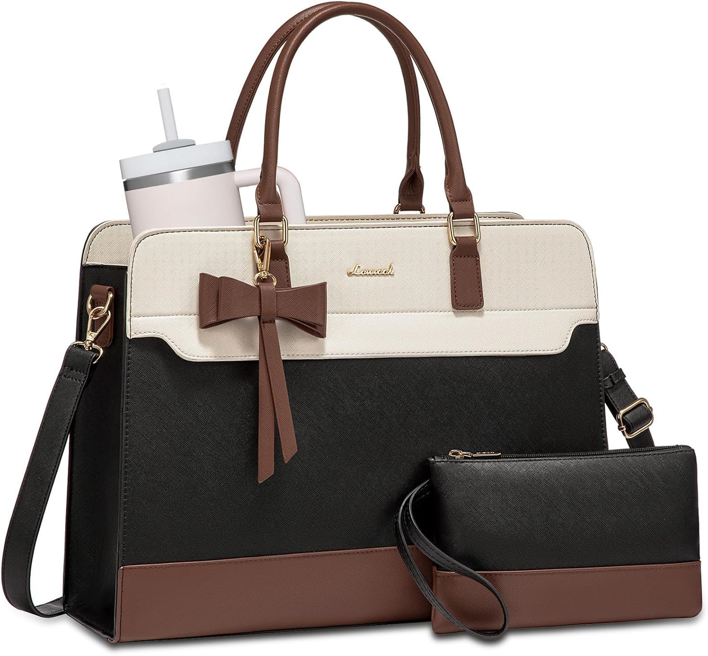 Laptop Tote Bag for Women,Leather Work Bag, Waterproof Business Teacher Bag,Large Computer Handbag Purse Briefcase,Office Gifts for Women