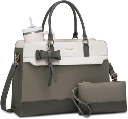 Laptop Tote Bag for Women,Leather Work Bag, Waterproof Business Teacher Bag,Large Computer Handbag Purse Briefcase,Office Gifts for Women