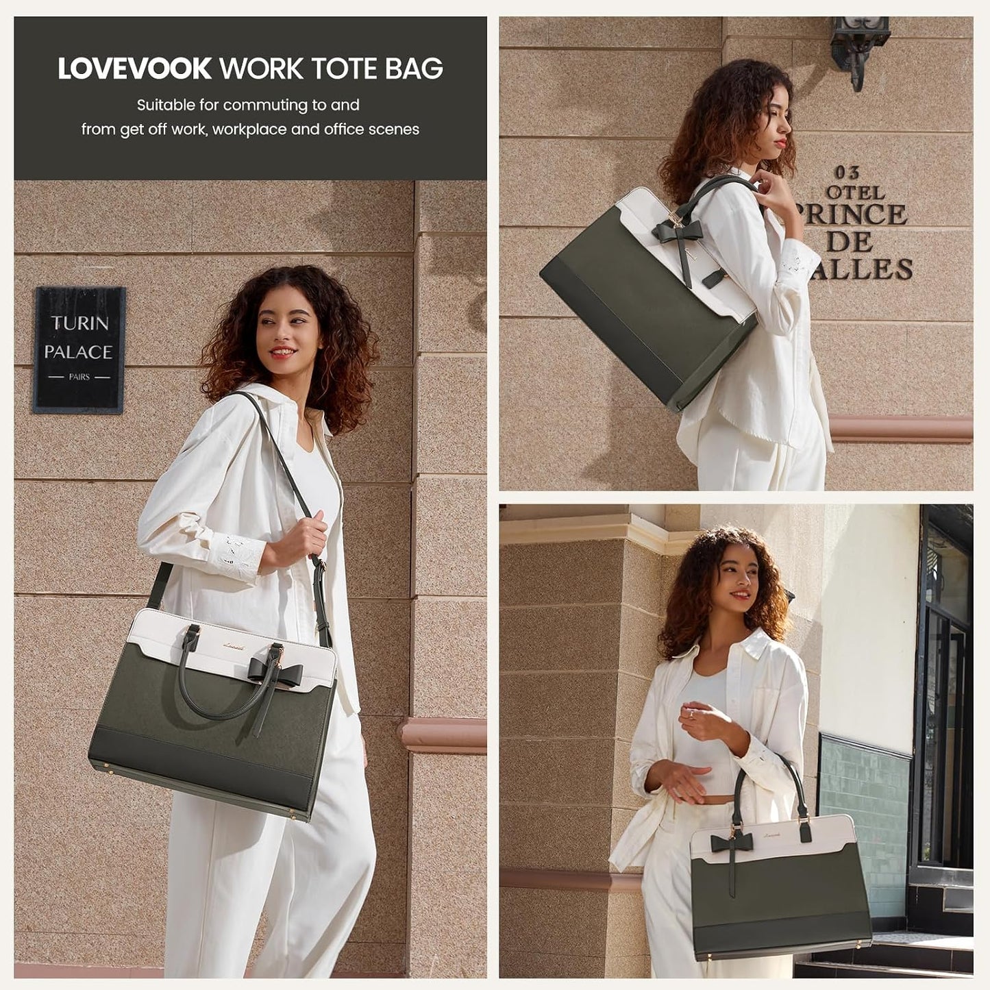 Laptop Tote Bag for Women,Leather Work Bag, Waterproof Business Teacher Bag,Large Computer Handbag Purse Briefcase,Office Gifts for Women
