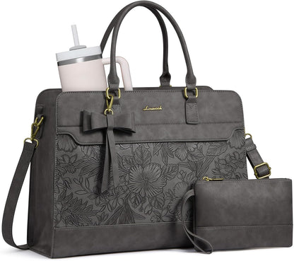 Laptop Tote Bag for Women,Leather Work Bag, Waterproof Business Teacher Bag,Large Computer Handbag Purse Briefcase,Office Gifts for Women
