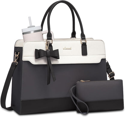 Laptop Tote Bag for Women,Leather Work Bag, Waterproof Business Teacher Bag,Large Computer Handbag Purse Briefcase,Office Gifts for Women