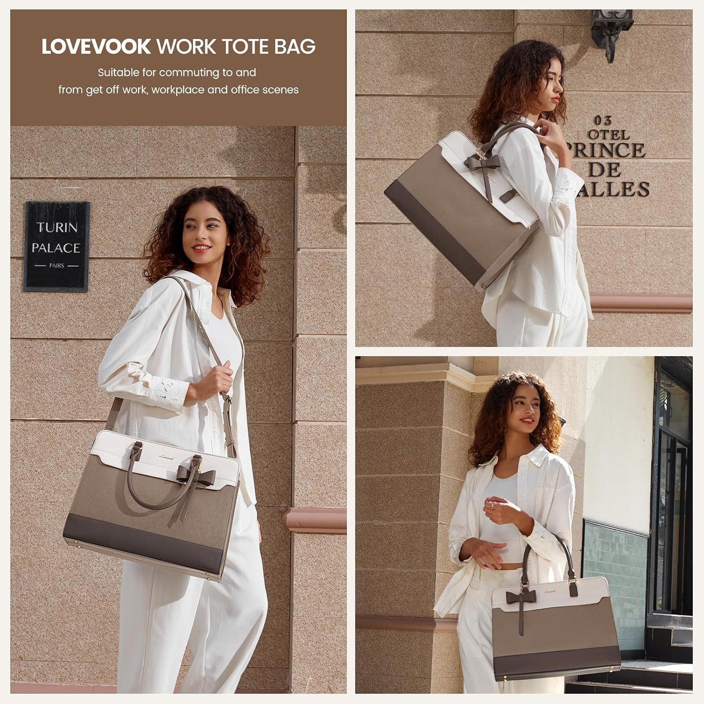 Laptop Tote Bag for Women,Leather Work Bag, Waterproof Business Teacher Bag,Large Computer Handbag Purse Briefcase,Office Gifts for Women