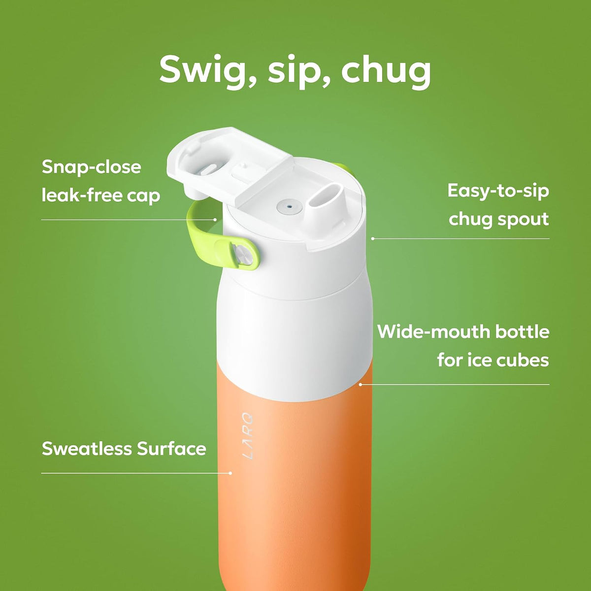 Swig Top Insulated Stainless Steel Water Bottle with Straw and Handle