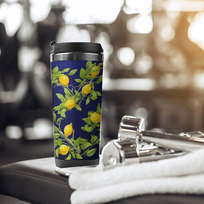 Lemon Tree Travel Mugs Reusable Leak-Proof Car Cup Stainless Steel Inner Liner Tumbler Fashion Double-Layer Insulated Coffee Mug for Camping Office Vehicles