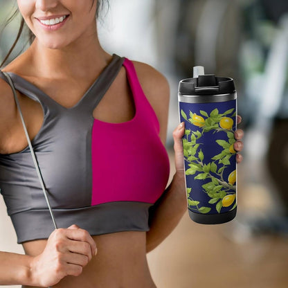 Lemon Tree Travel Mugs Reusable Leak-Proof Car Cup Stainless Steel Inner Liner Tumbler Fashion Double-Layer Insulated Coffee Mug for Camping Office Vehicles