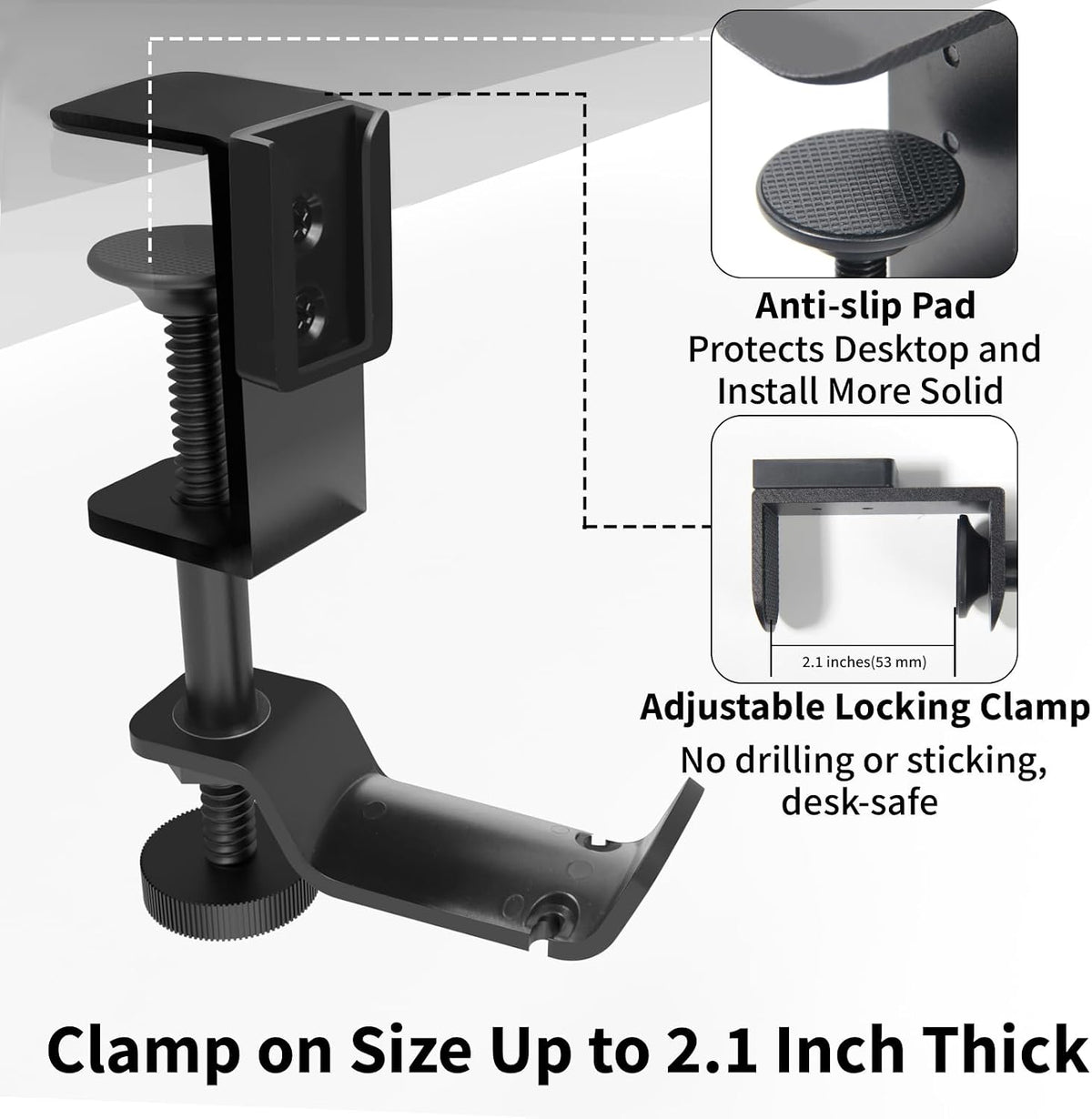 4-in-1 Desk Organizer- Large Desk Cup Holder Clamp with Headphone Stand, Pencil Holder and Phone Stand - Detachable, Rotating Hanger, Office & PC Gaming Accessories for Cup, Phone and Pen