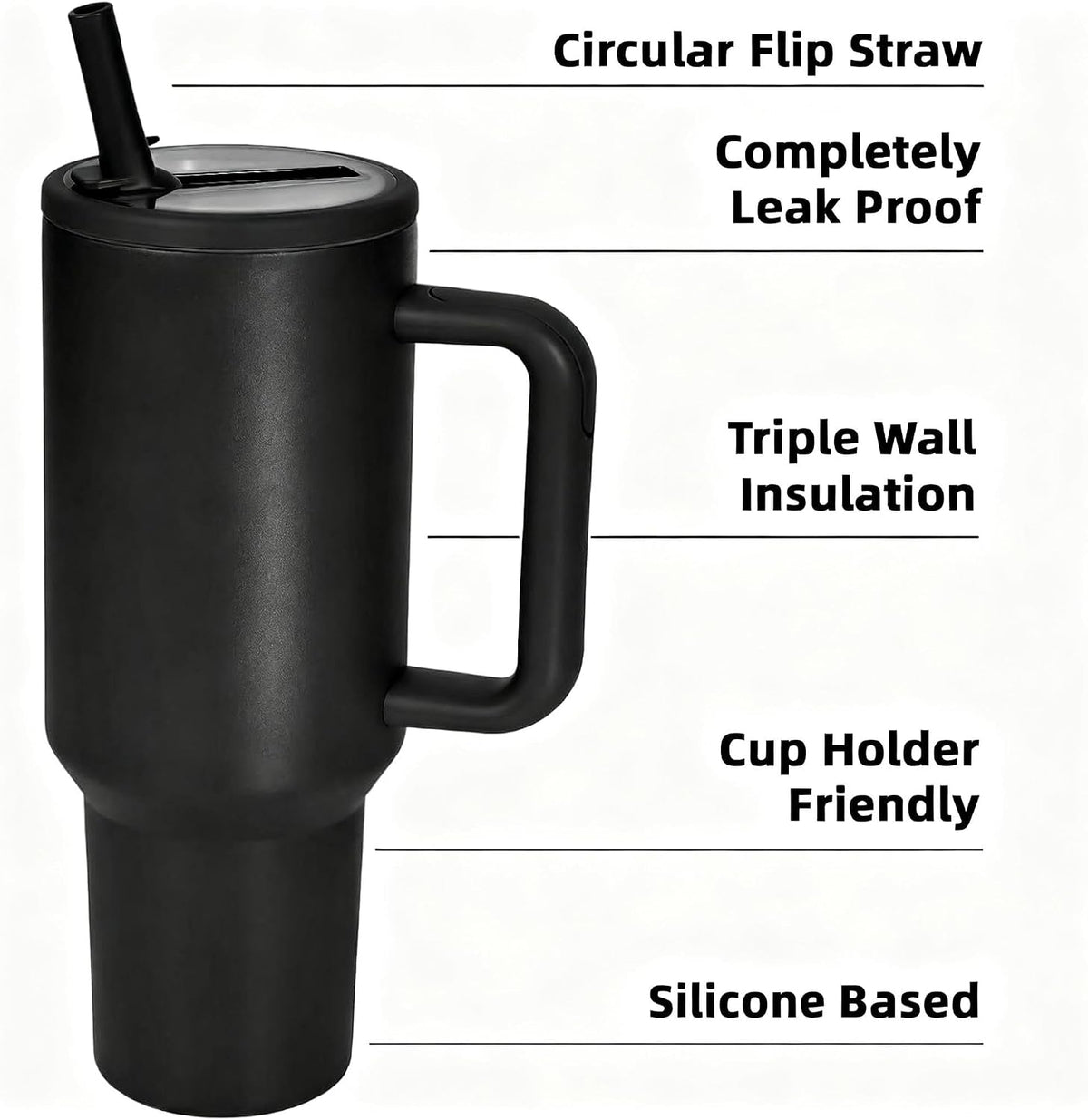 40oz Insulated Tumbler with Handle & Straw Lid, Light Blue