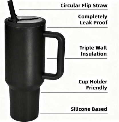 40oz Insulated Tumbler with Handle & Straw Lid, Light Blue