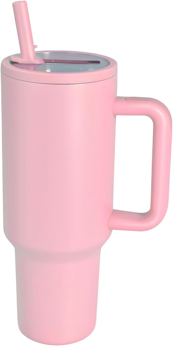 40oz Insulated Tumbler with Handle & Straw Lid, Light Blue