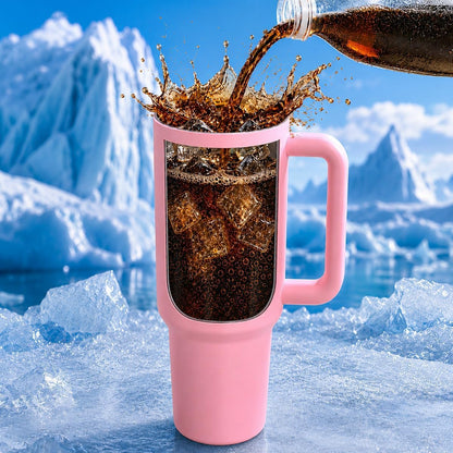 40oz Insulated Tumbler with Handle & Straw Lid, Light Blue