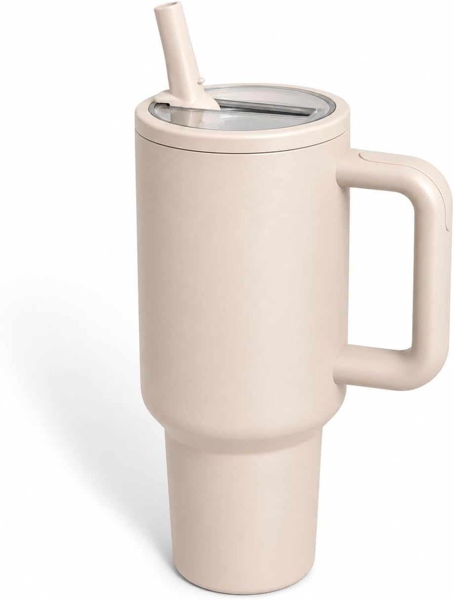 40oz Insulated Tumbler with Handle & Straw Lid, Light Blue