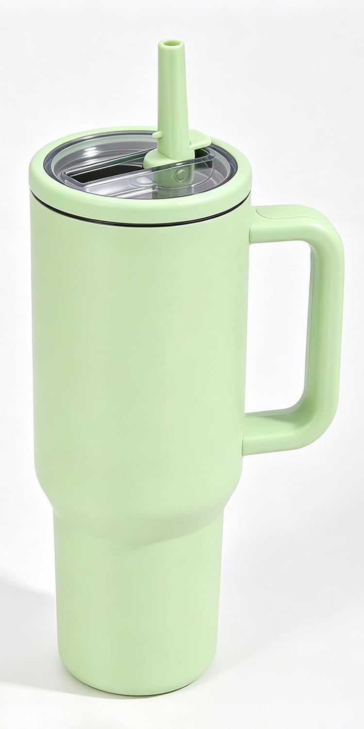 40oz Insulated Tumbler with Handle & Straw Lid, Light Blue